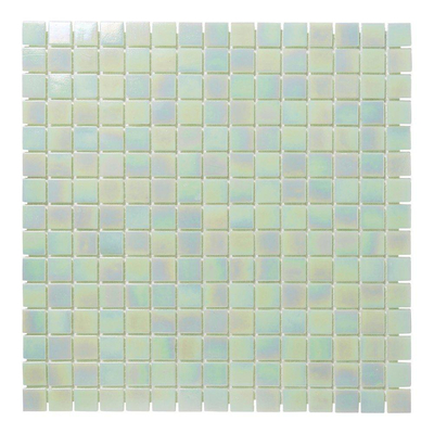 The Mosaic Factory Amsterdam Carrelage mosaïque 2x2x0.4cm pour le mur et le sol et pour l'intérieur et l'extérieur carré verre Vert clair perlé
