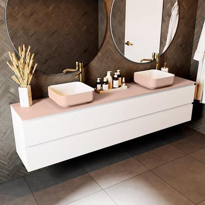 Mondiaz TOP 23 Topblad - 210x23.5x0.9cm - geschikt voor afdekplaat - Solid surface - Rosee