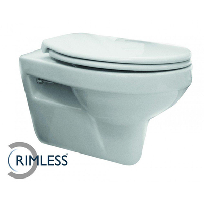 Xellanz Trevi spoelrandloos toiletset wandcloset diepspoel met softclose met quick releasezitting wit