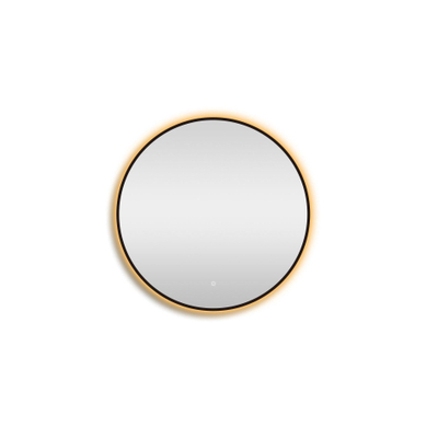 Saniclass Lonato Miroir avec éclairage rond diamètre 80cm avec éclairage LED indirect avec chauffe miroir et interrupteur tactile noir mat