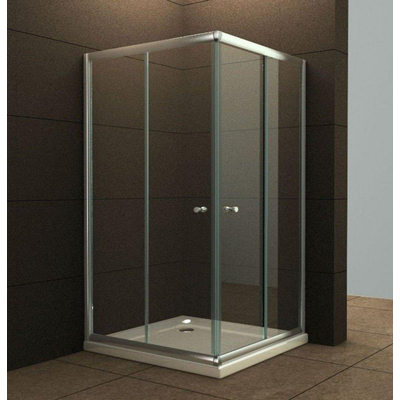 Xellanz Eco hoekinstap cabine met 2 schuifdeuren 1000 x 1000 x 1900 x 5 mm helder glas/chroom