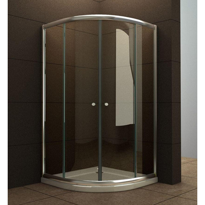 Xellanz Eco kwartronde cabine met twee schuifdeuren 800 x 800 x 1900 x 5 mm nano helder glas/chroom