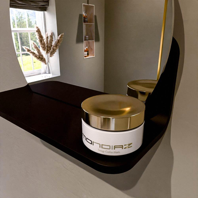 Mondiaz SPOT miroir – Ø 30 cm – avec tablette – Urban (noir)