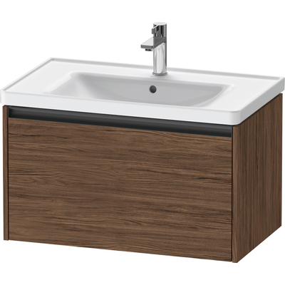 Duravit Ketho.2 Wastafelonderbouwkast - met 1 lade - 78.4x45.5x44cm - met greep antraciet - donker noten mat