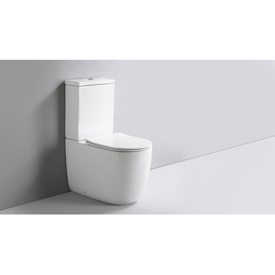 QeramiQ Dely Swirl Staand Toilet - zonder spoelrand - geberit spoelsysteem - slim zitting - glans wit