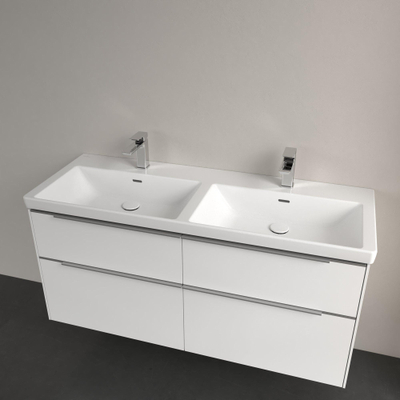 Villeroy & Boch Subway 3.0 lavabo encastrable 130x47x16.5cm Rectangulaire 2 trous de robinet 2 lavabos avec trop-plein Blanc Alpin brillant Ceramic+