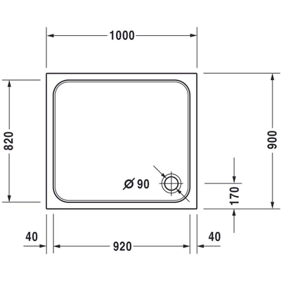 Duravit D Code douchebak 100x90cm acryl wit