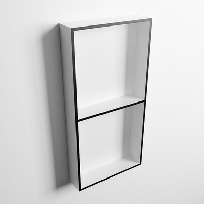 Mondiaz Easy niche 29,5x59,5x8cm - encastrable/sur meuble - 2 compartiments ouverts - Solid Surface - Talc/Urban
