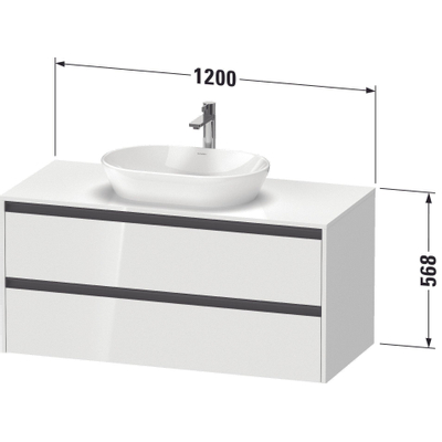 Duravit ketho 2 meuble de lavabo avec plaque de console avec 2 tiroirs 120x55x56.8cm avec poignées anthracite basalte mate