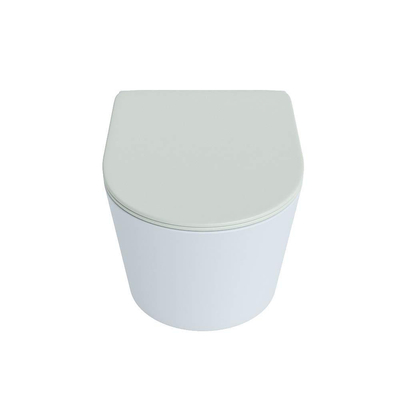 Mondiaz LAVIE WC suspendu – sans bride – 36 x 53 cm – avec abattant softclose – Clay (bleu clair/gris), abattant Greey (vert clair/gris)