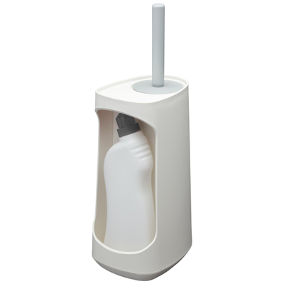 Tiger Tess Toiletborstelhouder met opbergfunctie vrijstaand en Swoop® borstel flexibel Wit Lichtgrijs