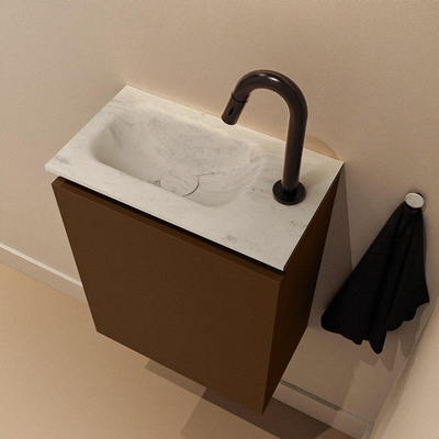 MONDIAZ TURE-DLUX 40cm toiletmeubel Rust. EDEN wastafel Opalo positie links. Met 1 kraangat.