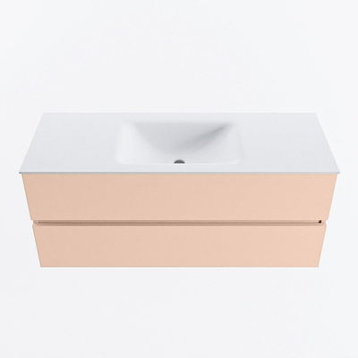 MONDIAZ VICA Ensemble meuble de salle de bains - 120cm - sous-meuble rosee - 2 tiroirs - lavabo cloud centré - 1 trou de robinet - version haute 60cm - talc