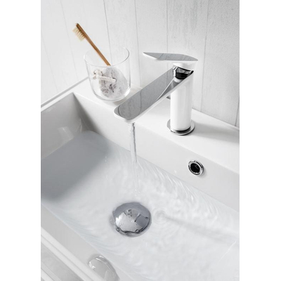 Crosswater Pier Wastafelkraan - 12.2cm - met 10cm uitloop - zonder waste - wit