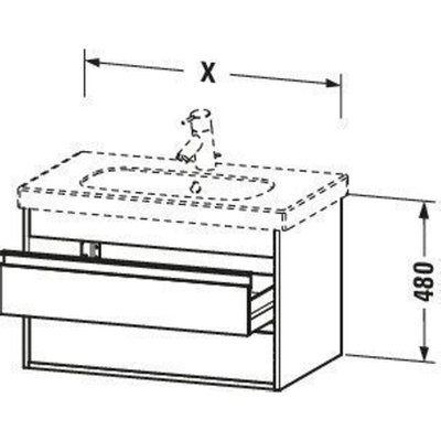 Duravit Ketho Meuble sous-lavabo avec 2 tiroirs 100x48x46.5cm pour D Code 034210 basalte