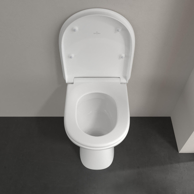 Villeroy & Boch ViCare Cuvette à poser à évacuation plate - sans rebord de rinçage - au sol - blanc Alpin brillant (blanc)