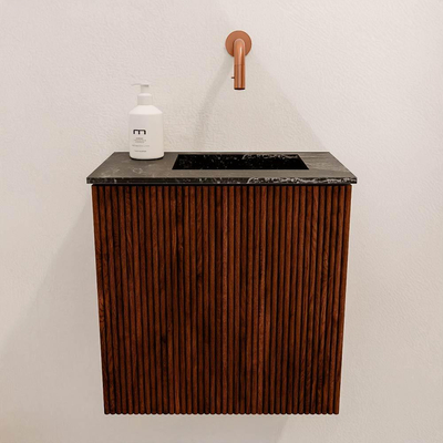 Mondiaz JOYA-DLUX 40cm toiletmeubel - kleur Ruby - Wastafel FAYE positie Rechts Zonder kraangat kleur Lava.