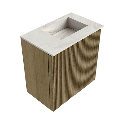 Mondiaz JOYA-DLUX 40cm toiletmeubel - kleur Dusk - Wastafel FAYE positie Rechts Zonder kraangat kleur Ostra.
