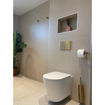 QeramiQ Push Metal Plaque de commande - pour bâti-support Geberit UP320 - double chasse - boutons ronds - métal - laiton brossé (or)