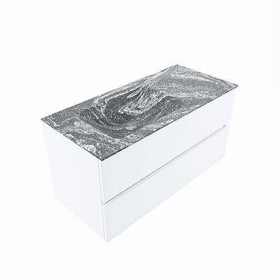 Mondiaz VICA-DLUX Ensemble de meuble de salle de bain - 100cm - meuble sous-vasque talc - 2 tiroirs - lavabo encastrée cloud gauche - 1 trou de robinet - version haute de 60cm - lave