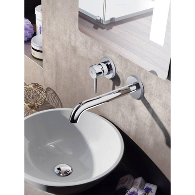 Hotbath Buddy mitigeur de lavabo encastré bec courbé 2 rosaces nickel brossé