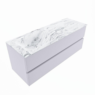 MONDIAZ VICA-DLUX Ensemble meuble de salle de bains - 130cm - meuble bas cale - 2 tiroirs - lavabo encastré cloud gauche - sans trous de robinet - version haute 60cm - glace