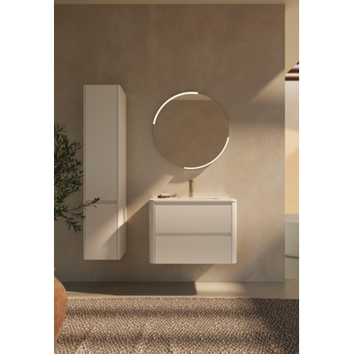 Thebalux Sunny Ensemble meuble de salle de bains - 82x46x57cm - lavabo - céramique - 1 trou de robinet - blanc brillant - meuble bas - 2 tiroirs - sans poignées - placage bois - Ibiza White (blanc)