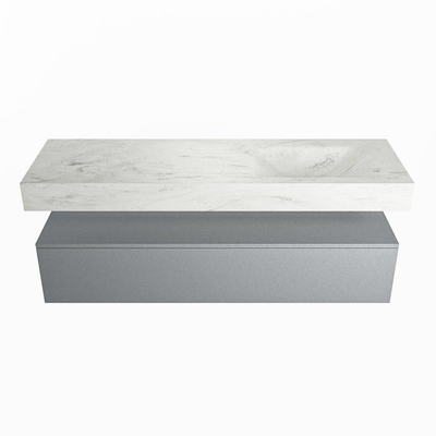 MONDIAZ ALAN - DLUX Badkamermeubelset - 150cm - onderkast - Plata - 1 lade - vrijhangende wastafel - wasbak rechts - 1 kraangat - Opalo