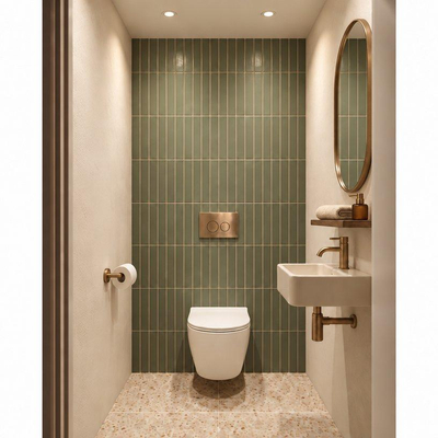 Adema Salina 2.0 Toiletset - 48.5x36x32cm - diepspoel - spoelrandloos - QeramiQ inbouwreservoir - softclose - quickrelease - toiletzitting - koperen metalen bedieningsplaat - ronde knoppen - wit
