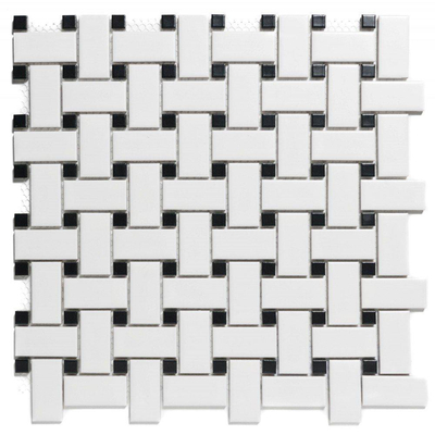 La Mosaic Factory Paris carreau mosaïque - 30x30cm - carrelage mural et de sol - Rectangulaire - Porcelaine Blanc et Noir Mat