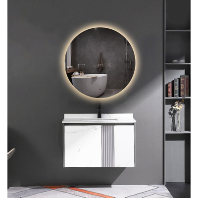 Adema Circle Badkamerspiegel rond diameter 60cm indirecte LED verlichting spiegelverwarming infrarood schakelaar SHOWROOMMODEL