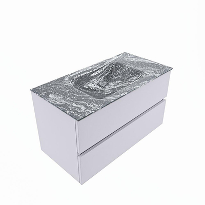 Mondiaz VICA-DLUX Ensemble de meuble de salle de bain - 90cm - meuble sous-vasque cale - 2 tiroirs - lavabo encastrée cloud milieu - 1 trou de robinet - version haute de 60cm - lave