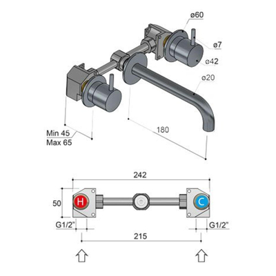 Hotbath Cobber Mitigeur lavabo encastrable cuivre brossé