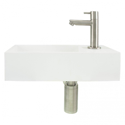 Differnz Set lave mains 36x18.5x9cm avec robinet chromé Solid Surface blanc mat