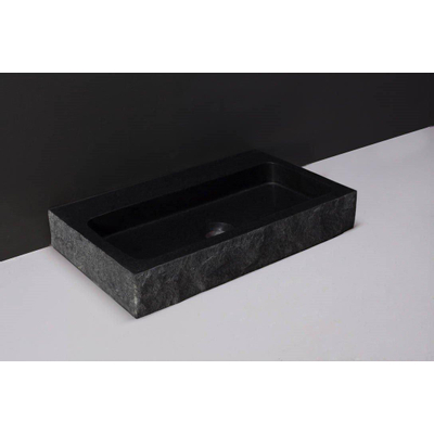 Forzalaqua Taranto lavabo 50x30x8cm Rectangulaire 1 trou de robinet Pierre naturelle Granit adouci & éclaté