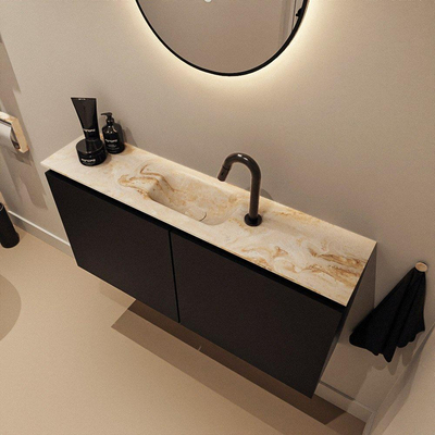 MONDIAZ TURE-DLUX Meuble toilette - 100cm - Urban - EDEN - vasque Frappe - position centrale - 1 trou de robinet