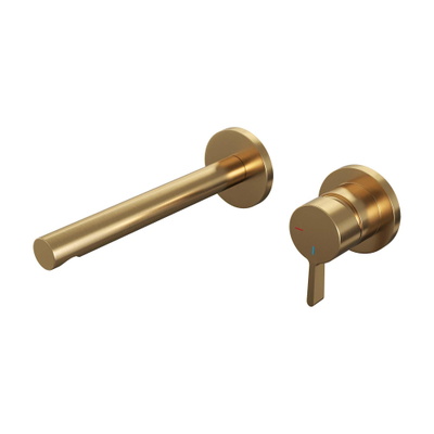 Robinet mélangeur lavabo encastrable Brauer Gold Edition - bec droit à gauche - levier moyen épais - modèle E 1 - PVD - or brossé
