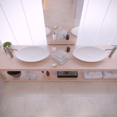 Ideavit Solidjazz lavabo à poser 60x35x9cm ovale 0 trous de robinet 1 cuve Solid surface blanc