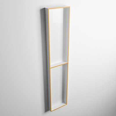 Mondiaz Easy nis 29.5x89.5x8cm voor Inbouw/opbouw 2 open vakken Solid surface Talc/Ocher
