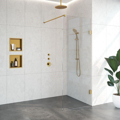 BRAUER Créer Douche à l'italienne - 80x200cm - sans profil - anti-calcaire - verre de sécurité 8mm - Or brossé