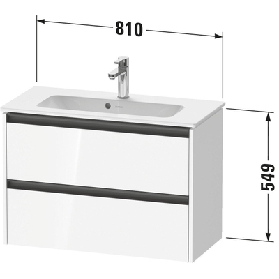 Duravit ketho 2 meuble sous lavabo avec 2 tiroirs 81x39x54,9cm avec poignées anthracite graphite super mat