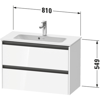 Duravit ketho 2 meuble sous lavabo avec 2 tiroirs 81x39x54,9cm avec poignées chêne anthracite noir mat