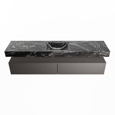 MONDIAZ ALAN - DLUX Badkamermeubelset - 200cm - onderkast - Dark grey - 2 lades - vrijhangende wastafel - wasbak midden - 0 kraangaten - Lava