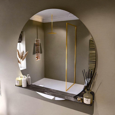Mondiaz SPOT miroir – Ø 120 cm – avec tablette – Lava (marbre noir)