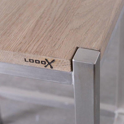 Looox Wooden Collection Tabouret de douche 35x30x45cm avec inox brossé et siège chêne old grey SECOND CHOIX
