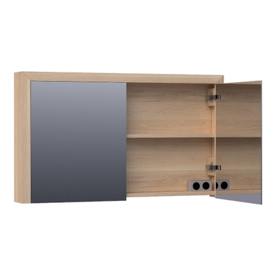BRAUER Rise armoire de toilette - 120x70x15cm - sans éclairage - 2 portes miroir double face - lamelles chêne naturel
