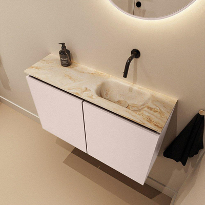 MONDIAZ TURE-DLUX 80cm toiletmeubel Rosee. EDEN wastafel Frappe positie rechts. Zonder kraangat.