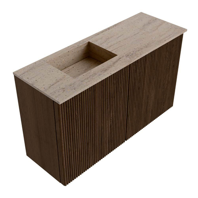 Mondiaz JOYA-DLUX 70cm meuble de toilette - couleur Walnut - Vasque FAYE position Gauche Sans trou de robinet couleur Saba.