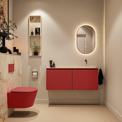 MONDIAZ TURE-DLUX Meuble toilette - 120cm - Fire - EDEN - vasque Frappe - position droite - sans trou de robinet