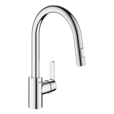 Grohe Get 1-gats Keukenkraan - hoge draaibare uitloop - met handdouche - voorsprong 22.3cm - chroom